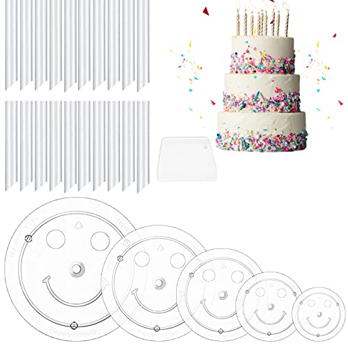 Soportes para tartas para tartas escalonadas | Soporte para pasteles 5 pisos (9/12/16/20/26cm), con 20 varillas de plástico | Soportes para pasteles | soporte de la torta de boda Cover