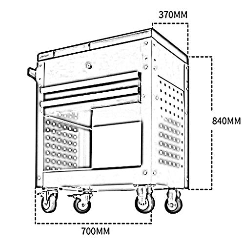 Werkzeugwagen, 3-stufig, professioneller Schubladen-Organizer, Multifunktions-Servicewagen, Lager, 100 kg, 700 x 370 x 840 mm (rot) – Bild 5
