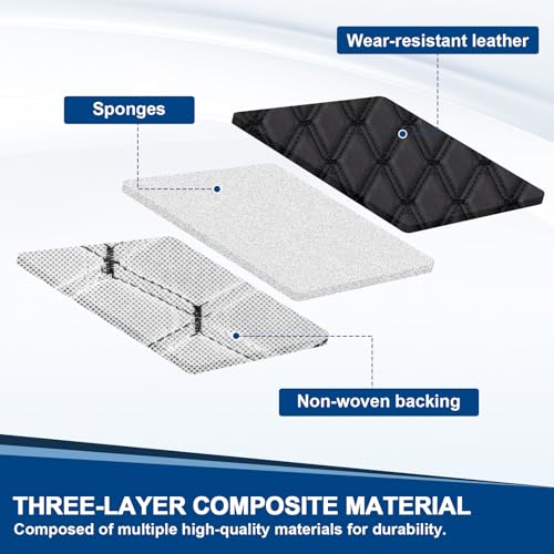 Image of 1 Yard Vinyl Faux Leather Quilted Fabric Foam Backed,63 inch Wide DIY Upholstery Fabric for Car Headliner,Home Decor, Headboards,and More,Black