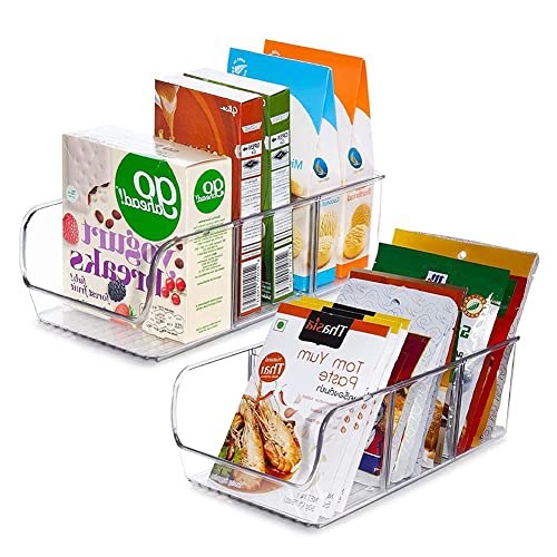 Yuragim 2er Set Kühlschrank Organizer mit 3 Fächern, Küchenorganizer aufbewahrung schrank badorganisation aufbewahrung küchenorganisation für Snacks, Süßigkeiten, Gewürz, Riegel, Saftboxen