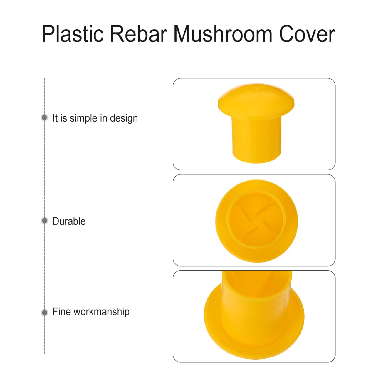Hemobllo Rebar Safety Caps 6X6X2.2 Inch High Visibility Plastic Protective Mushroom Covers Compression Resistant Rebar End Caps for Construction Site Safety - Image 3
