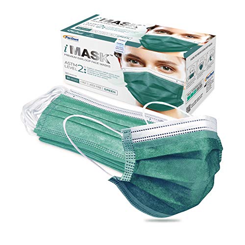 Pac-Dent Imask Astm Level 2, 4-Ply Disposable Protective Face Masks, Great For St Patricks Day, Green, 50 Pack #TOP2