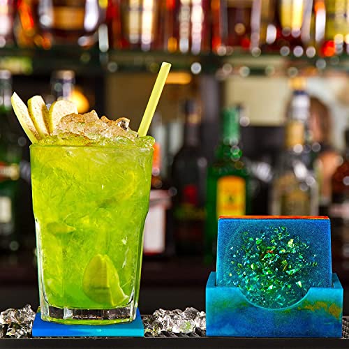 Image of Jubilant Coaster Resin Molds, 12 Pieces Coaster Silicone Molds with Storage Box Mold for Epoxy Resin DIY Cups Mats