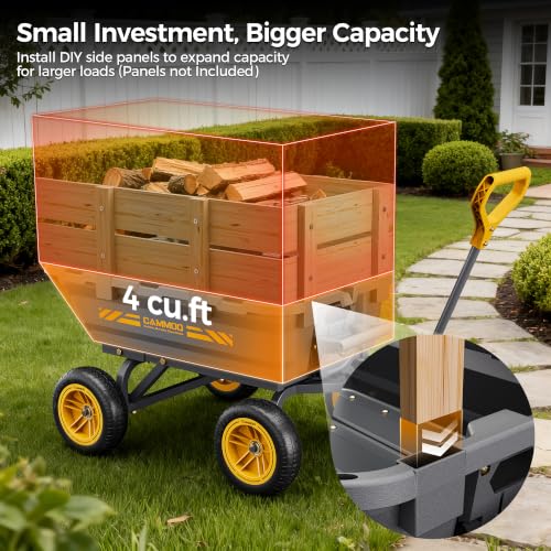 Image of CAMMOO 10-in NO-Flat Tires 900lb Garden Dump Cart Wheelbarrow Garden Wagon