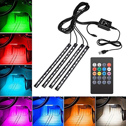 EBTOOLS pour Inside Car LED Lights pour Car Lights Interior Wireless Éclairage intérieur de Voiture avec télécommande, 4 pièces éclairage intérieur de...
