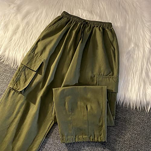 Women Cargo Pants Y2K Baggy Streetwear Cotton Loose Fit With Pocket Wide Leg (K58 Army Green,Xl) #TOP4