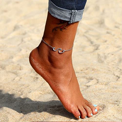 17Km Silver Ankle Bracelets For Women, Summer Starfish Anklets Set For Teen Girls Adjustable Waterproof Beach Anklets Foot Jewelry For Gift #TOP1