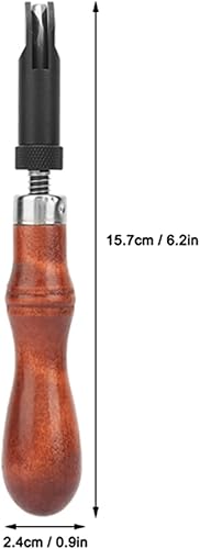 Miniatura 2 de TOPINCN Ranuradora de empuje tipo V, mango de madera ajustable, tipo V, herramienta de ranurado de cuero, herramienta de gouge de artesanía de
