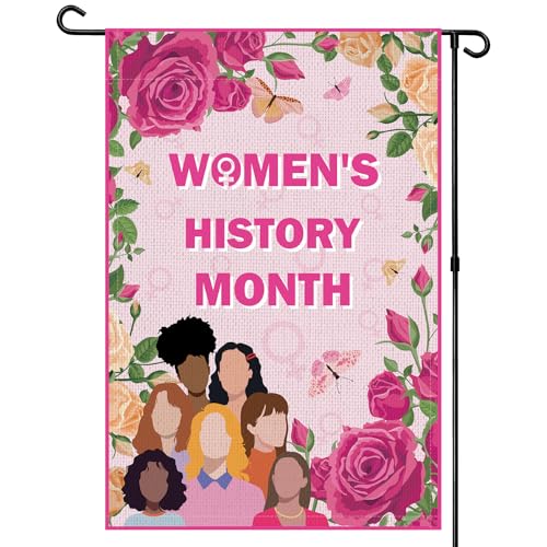 Rngmsi Womens History Month Decorations, Women's History Month Garden Flags Decor Outside 12x18 Inch Double Sided, Women's Rights Outdoor Porch Patio Lawn Decorations