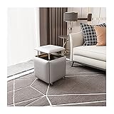  GAYAN Taburete De Almacenamiento Plegable 5 En 1 Taburete De Taburete De Cuero Moderno, Moderno con Patas De Metal, Puff para Dormitorio,Light Gray,45x45x46cm