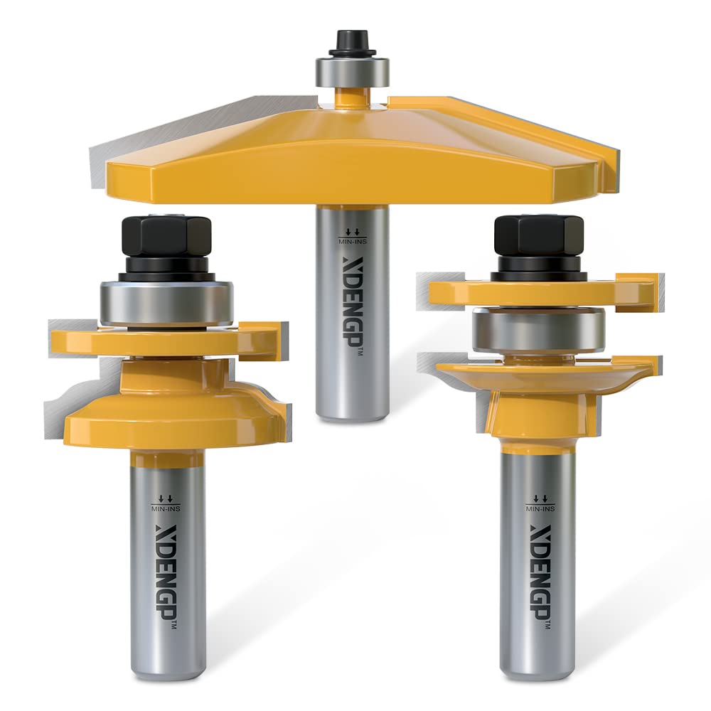 XDENGP 3PCS Router Bits Set, Ogee Rail and Stile Router Bits Set, Bevel