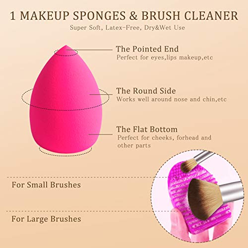 BESTOPE Makeup Brushes 17Pcs Bamboo Handle Makeup Brush Set with 1 Pcs Silicone Face Mask Brush&1 Makeup Sponge&1 Brush Cleaner Premium Synthetic Concealers Foundation Eye Shadows Make Up Brush Kit
