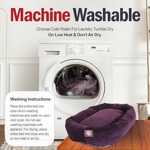 Image of Majestic Pet Villa 24 Inch Shredded Memory Foam Dog Bed for Small Sized Dog 24x19x7 Inch-Orthopedic Pet Bed - Washable Small Puppy Mat with Head Support-Aubergine