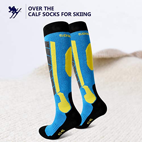 Soared Winter Ski Socks Snowboard Snow Warm Knee Over the Calf OTC High Performance 2 Pairs for Kids Womens Mens - Thumbnail 6