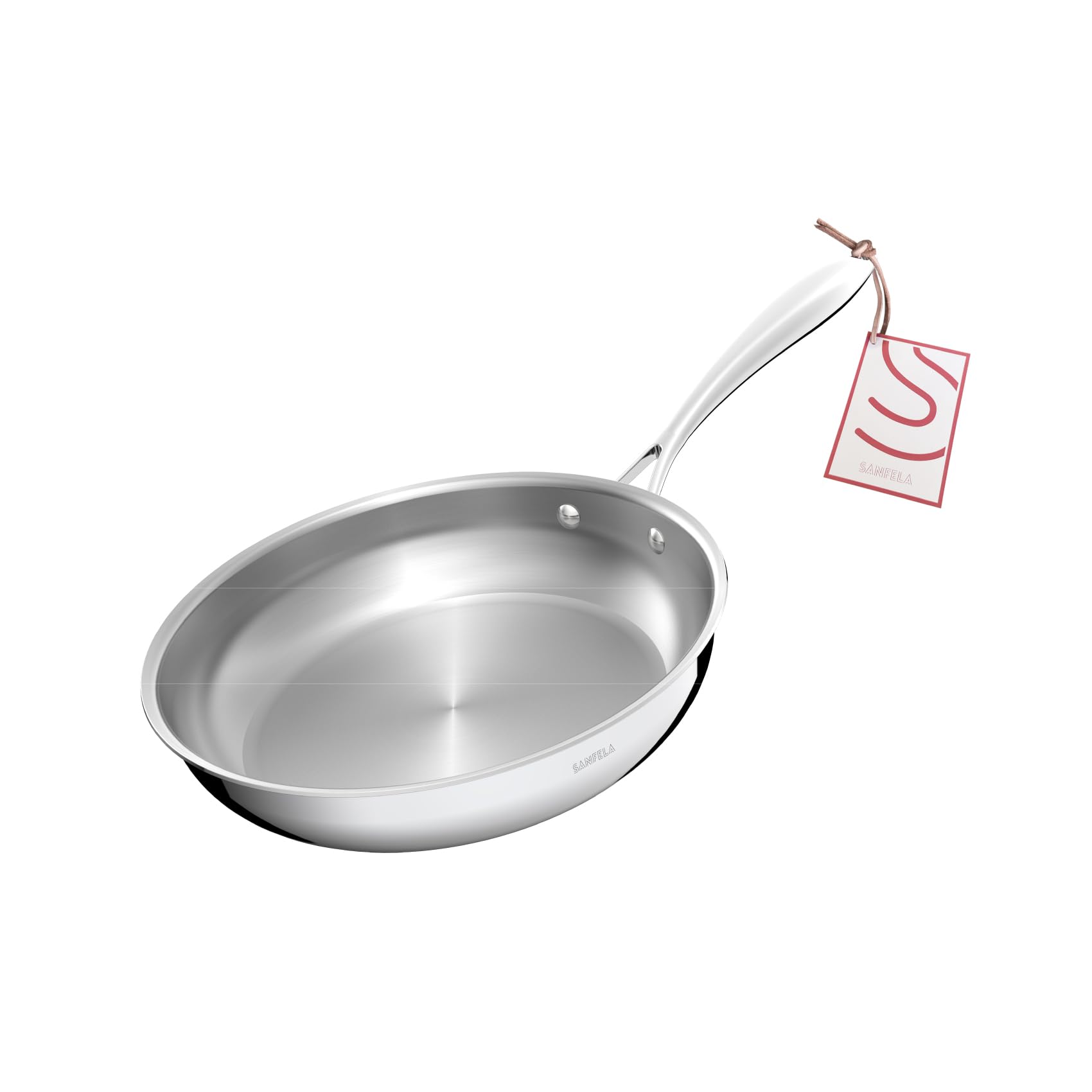 SANFELA 28 cm Edelstahlpann, 5-Lagige Edelstahlpann, Geschirrspüler und Backofen Safe, Induktionspanne, gleichmäßige Wärmeverteilung