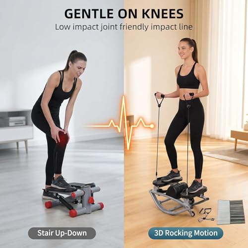 Image of Low-Impact Lateral Rocking Fitness Stepper for Knees and Joints,Home Workout Machine,Rock Stepper Machine with Digital Display,Track Time,Reps,Calories for Legs,Glutes,Abs
