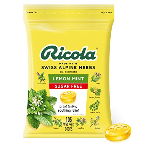 Ricola Sugar Free Lemon Mint Herbal Cough Suppressant Throat Drops