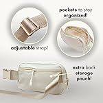 Boutique Belt Bag | Crossbody Fanny Pack for Women Fashionable | Cute Mini Everywhere Bum Hip Waist Pack | Small Fashion Travel Chest Bag | Gold Accessories | Adjustable Small Strap | Cream