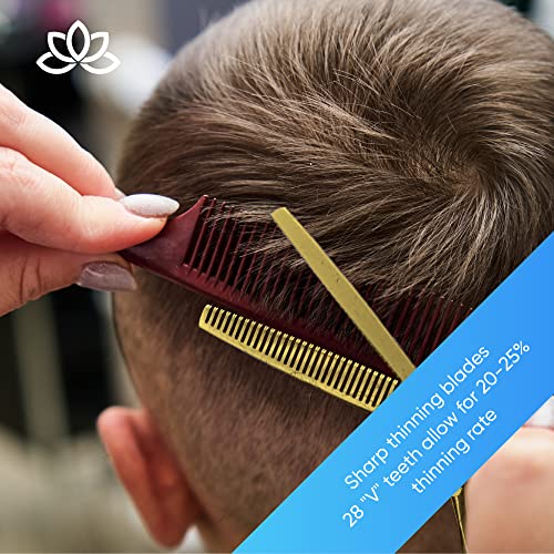 Image of Equinox Professional Barber Scissors Set - Includes Scissors & Thinning Shears for Hair Cutting & Grooming, Japanese Stainless Steel Barber Accessories