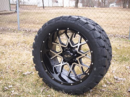 Huskey Parts Company 174373591496-1 14 Inch Machined Fusion Golf Cart Wheels/Tires 22X10-14 All Terrain/Street Use, Compatable With Ezgo/Club Car/Ymh, Quiet And Smooth Ride cover