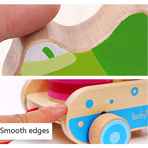 Wooden Baby Toys Car, Crocodile Beating Drum Pull Along Toddler Toy,Developmental Toy For 1 Year Old Girl Boy Birthday Gift #TOP2
