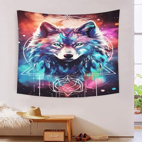Tapisserie murales loup 3D pour habiller un mur vide sans peinture ni travaux