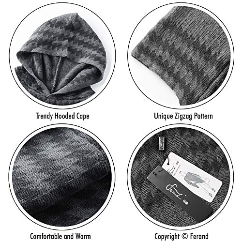 Ferand Women's Cozy Zigzag Poncho Sweater Lightweight Fringe Cape Cloak with Hood4