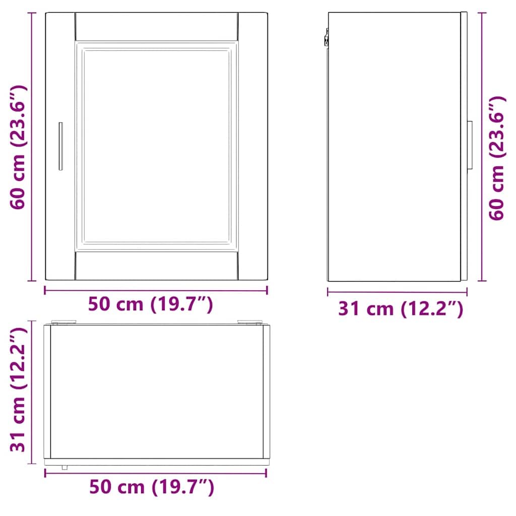 vidaXL Kitchen Wall Cabinet Porto Sonoma Oak Engineered Wood, 50 x 31 x 60 cm - Image 4