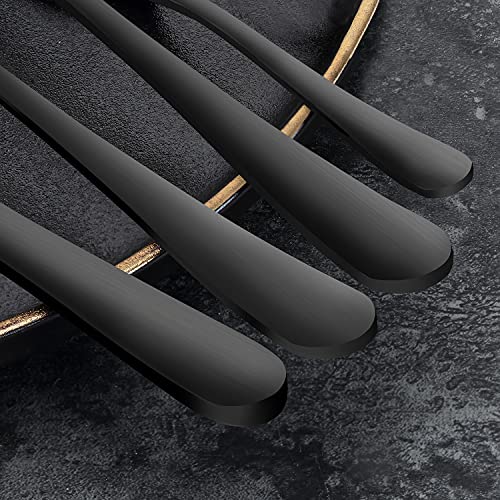 Ensemble de couverts noir mat résistant aux rayures et compatible avec lave-vaisselle