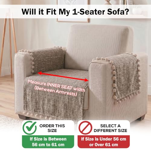 Image of Story@Home Chenille Sofa Mat for Single Sofa Cover (76x61Cm) & Arm Rest Covers | Anti Slip Cover for 1 /2 /3 Seater & L Shape Sofa Cover - Caramel & Cream