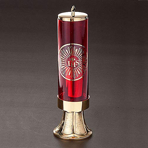 Holyart Blessed Sacrament Candle in Golden Brass, with Battery