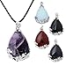 Top Plaza Waterdrop Pendants, (Natural) Amethyst Carnelian Black Agate, Opalite, (Synthetic) Bluesand Stone, 5pcs