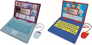 LEXIBOOK Disney Frozen 2 - Educational and Bilingual Laptop French/English & JC598PAi1 Paw Patrol-Educational and Bilingual Laptop French/English-Toy for Child Kid 124 Activities,Red/Blue