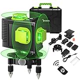 【GRÜNER LINIENLASER MIT EINER GENAUIGKEIT】von ±1.1 mm/10m: Grüner Laser hat eine viermal bessere Sichtbarkeit als Roter bis max. 30m Arbeitsbereich. Er geeignet nicht nur für den Innenbereich, sondern auch für den außenbereich mit einem staub- und spritzwassergeschütztes design.