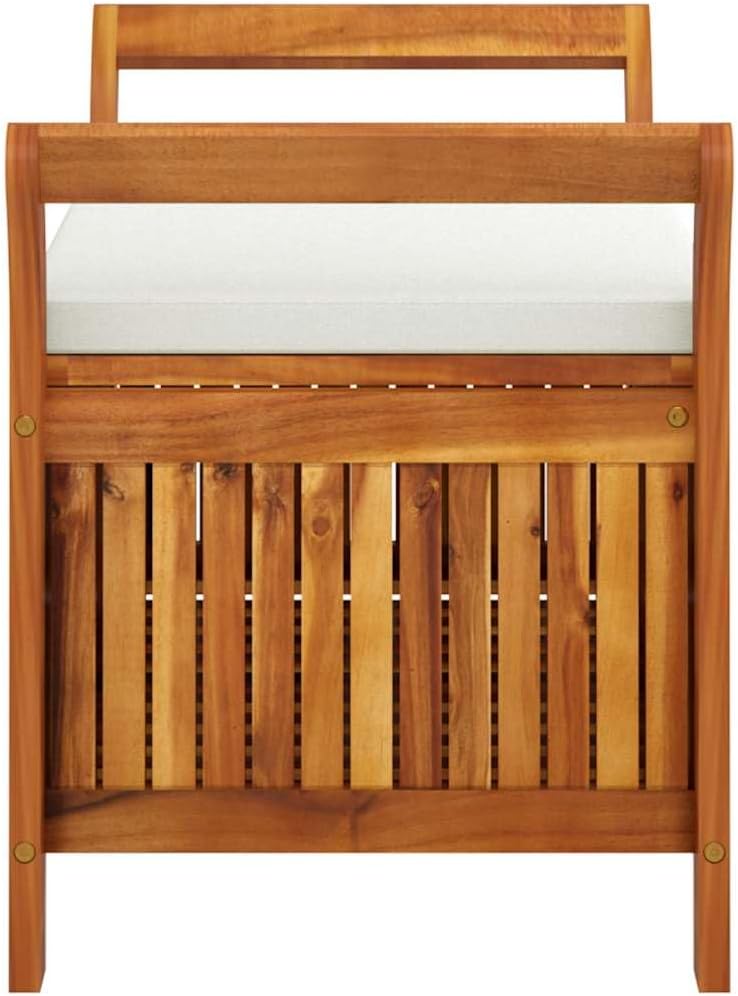 Garden Storage Bench Cream White, Natural Wood, Outdoor Benches, 319714