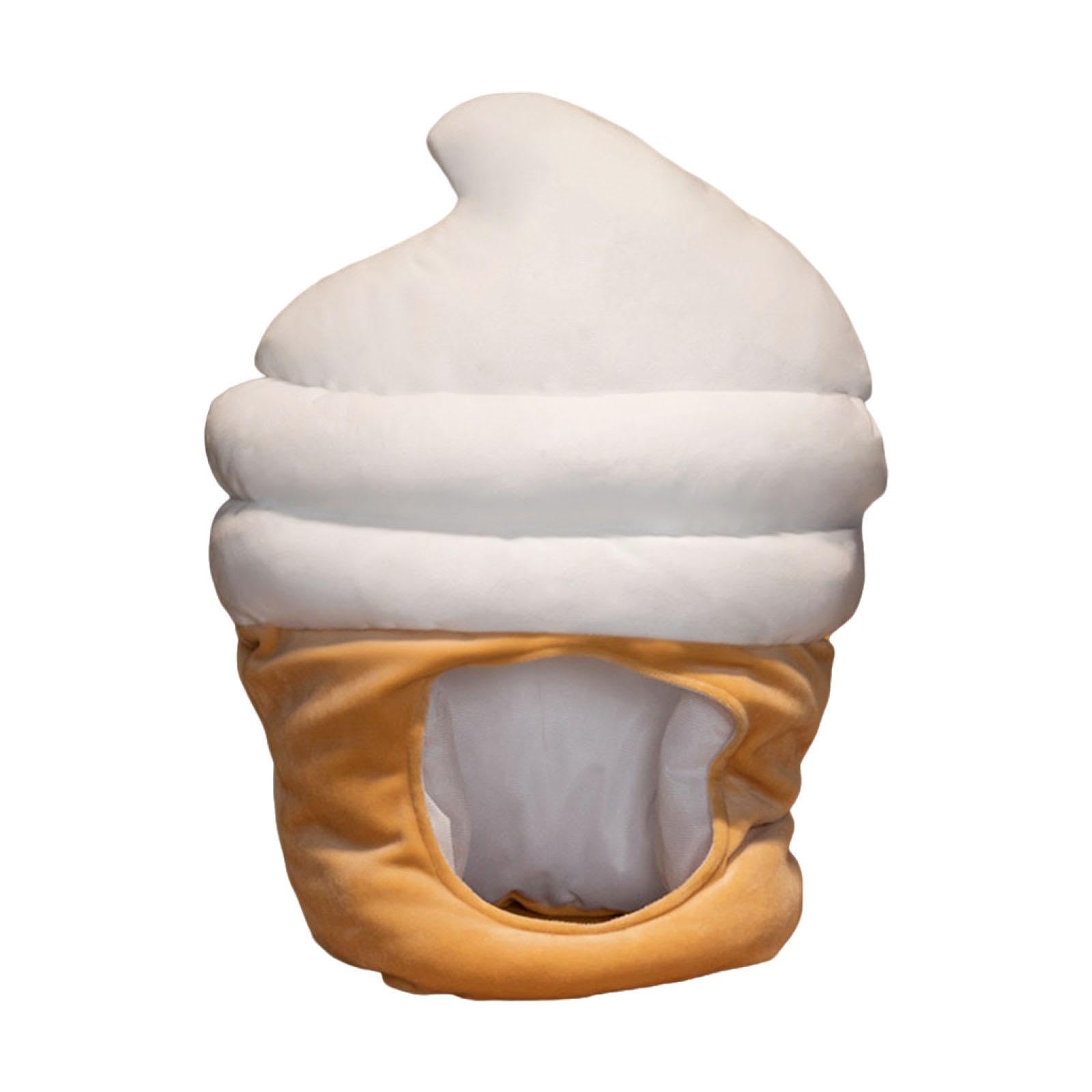 LOVIVER Ice Cream Hat Cosplay Funny Novelty Cute Plush Hat for Party Performance Holiday