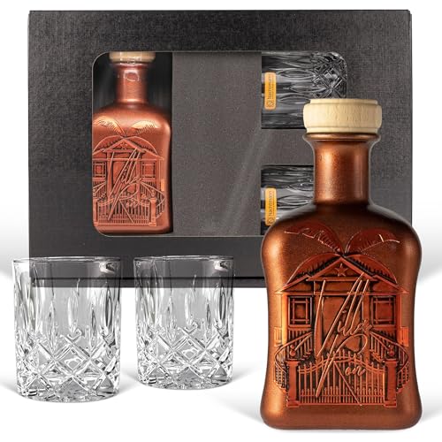 Villa Ron - 'Karibik-Style Spiced Rum' (0,5 l Spirituose auf Rum-Basis) - Geschenkset mit 2 geschliffenen Nachtmann Gläsern