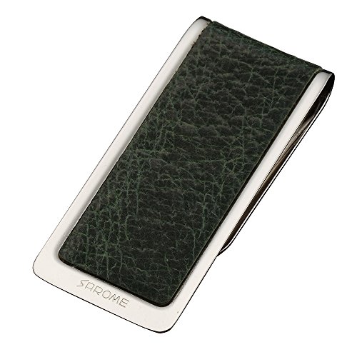 SAROME(サロメ) マネークリップ EXMC5-05 シルバー/グリーンレザー EXMC5-05