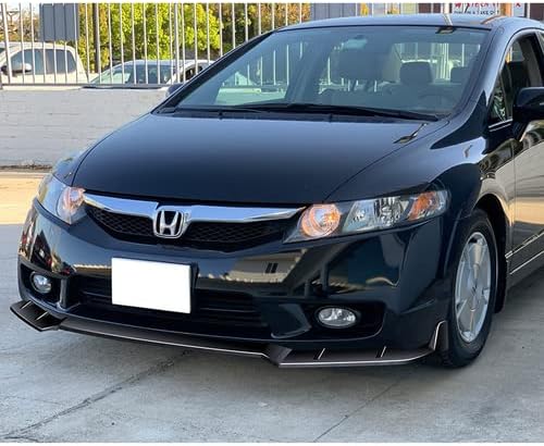 3 Pieces Front Bumper Lip Spoiler Splitter Side Body Kit Trim Protection Compatible with 2009-2011 Honda Civic 4DR Sedan, 2010 (Painted Black)