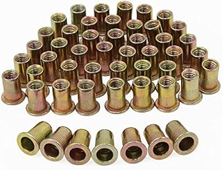 HSeaMall 50Pcs M6 Plated Carbon Steel Rivet Nuts Insert Nuts Head Threaded Insert Rivet Nutsert Nut RiveterCap Kits Rivnut Tool