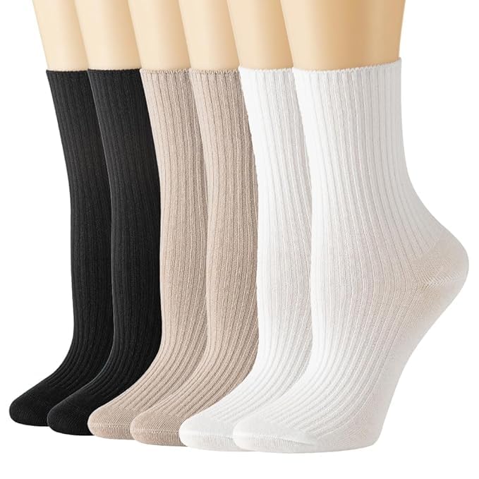 WKLOUYHE 3 Pairs Fall Socks Cotton Long Crew Socks Cute Aesthetic...