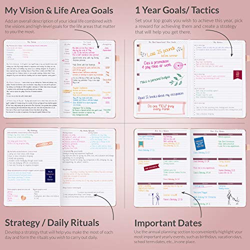 Gogirl Planner Agenda – Colorful Undated Monthly & Weekly Planner And Organizer For Women, Goals Journal With Calendar For Improving Time Management, Productivity & Creating A Happy Life – Rose Gold #TOP4