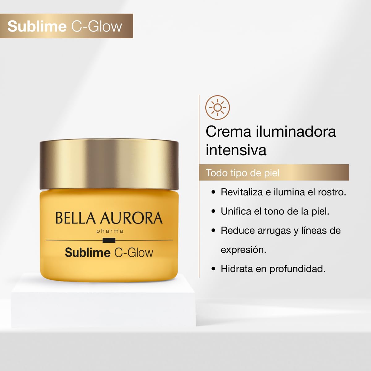 Bella Aurora Pack Sublime C-Glow con Advanced Booster AHA 6% | Ritual Iluminador y Antiedad | Vitamina C Estabilizada | Peeling Suave Renovador | Unifica el Tono y Mejora la Textura | 50 + 30 ml