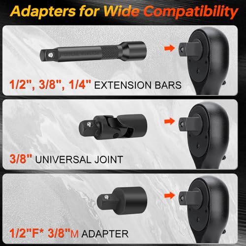 Conjunto de chaves de torque atualizadas, 8 peças, chave de torque de 1/4 3/8 1/5.1 cm, 25.4-558.8 c