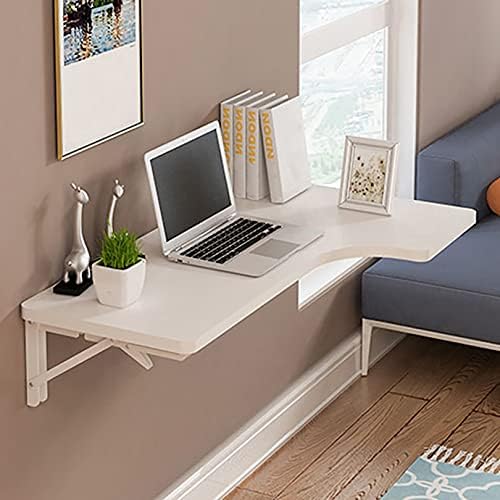 White Wall Mounted Folding L Type Corner Table Multifunction Workbench Desk for Home Office