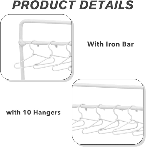 Miniatura 4 de SUPERFINDINGS Perchas de hierro para muñecas, juego de perchas de 5.906 x 2.756 x 4.724 in, color blanco, mini perchero de metal con 10 perchas