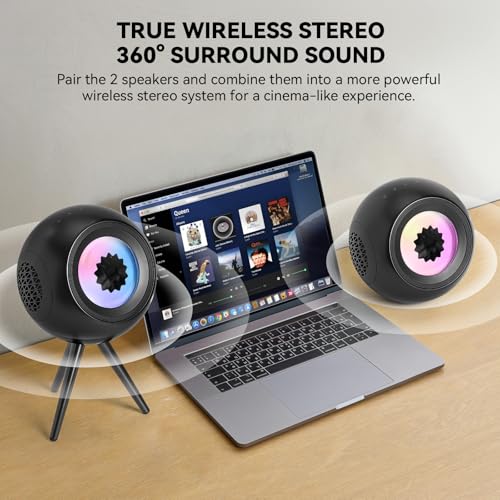 Image of sovenomund Ferrofluid Speaker - Magnetic Fluid Bluetooth Speaker Audio Visualizer with Dynamic Visual Effects and Dreamlike Colorful Lights - Dual TWS Pairing, Unique Desktop Decoration, Black