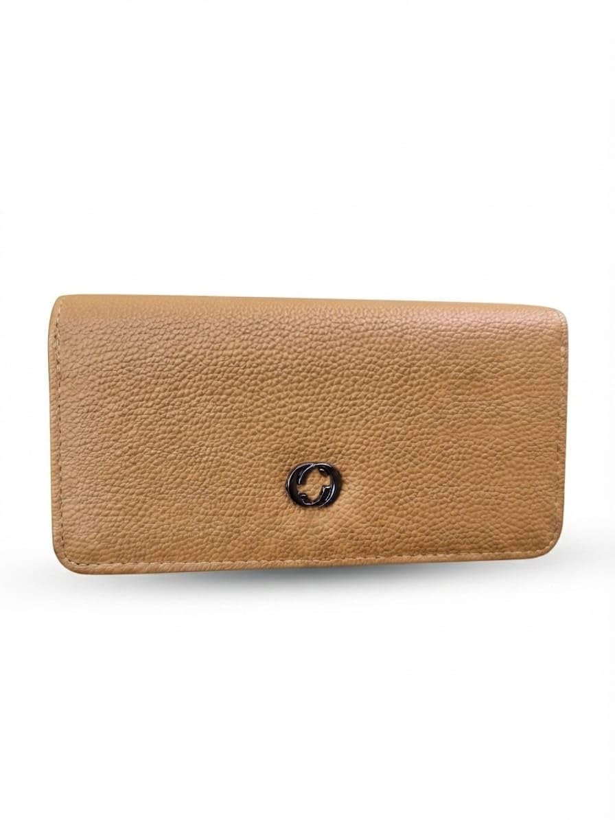 Women's Camel Brown PU Leather Long Wallet-image-12