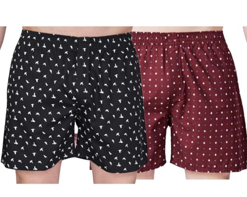 Image of Men's Cotton Printed Regular Fit Boxer Shorts | Soft & Breathable Innerwear | Comfortable Boxers | Lightweight & Stylish Nightwear