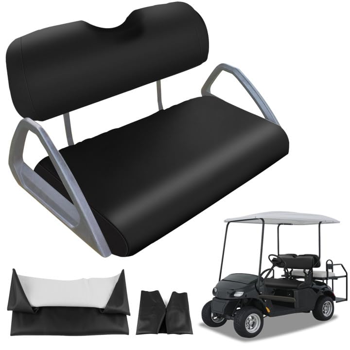 Image of Golf Cart Front Seat Covers Staple On Replacement for EZGO TXT 1995-2013 Golf Cart Black Micro Fiber Leather Seat Cover
